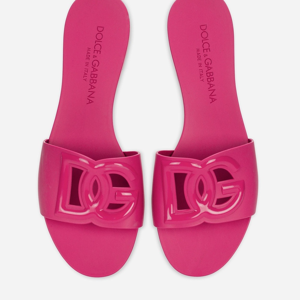 Dolce & Gabbana Pink Sandals with Modern DG Logo Sliders